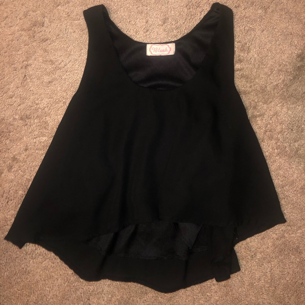 Blush Silky Black Cropped Tank